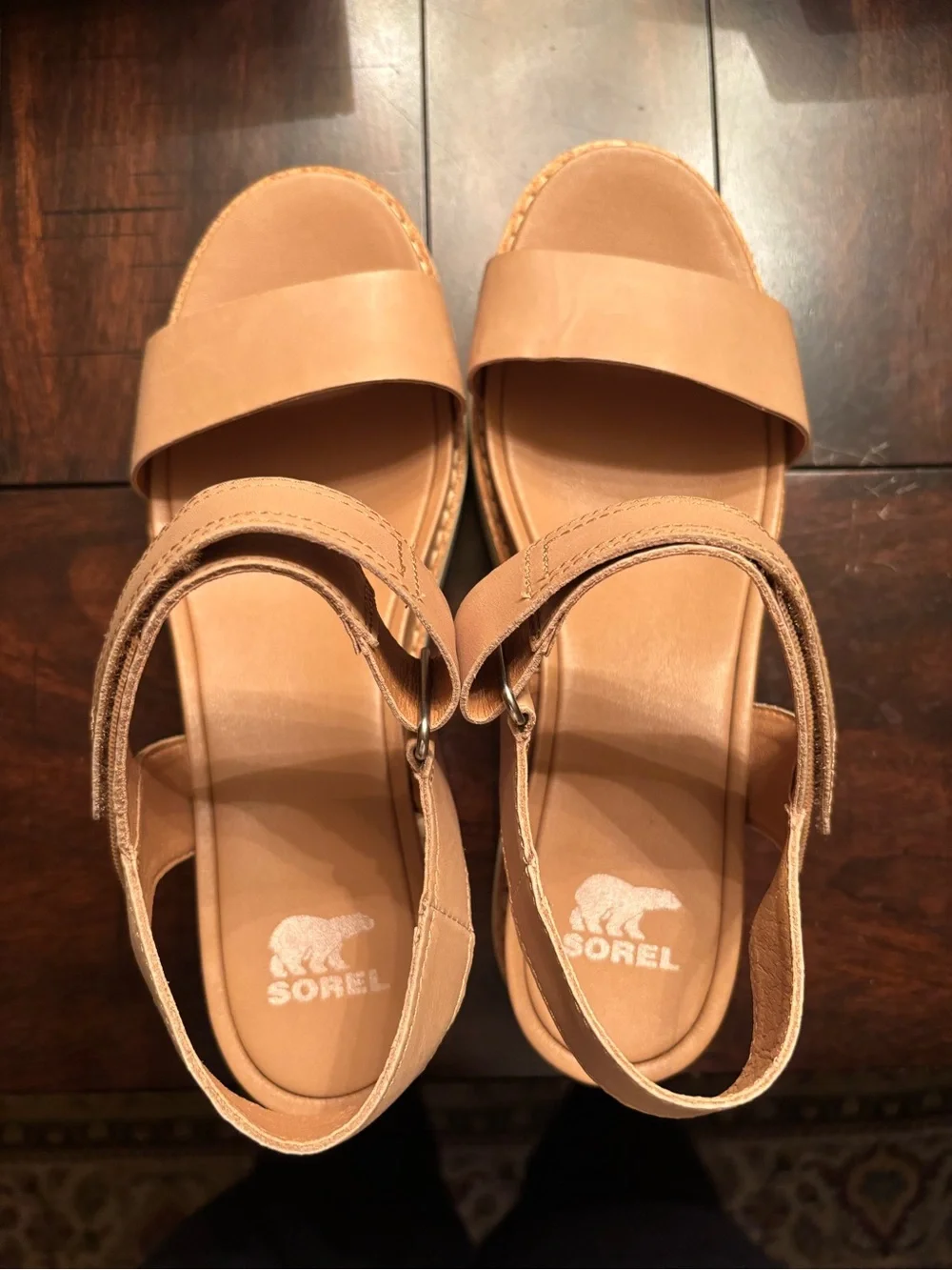 Sorel Joanie IV V-Strap Wedge Sandal - Tan & Cream